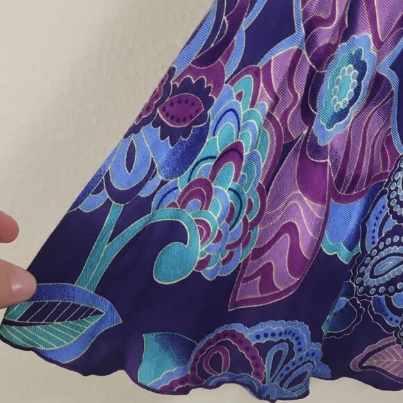 Vintage Y2K Margarita Flowy Floral Dress Size M Blue Purple Boho Fairy Asymm - Picture 4 of 10